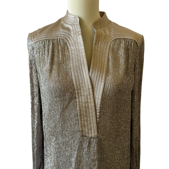TORY BURCH CASPIAN METALLIC LAME TUNIC TOP HOLIDAY SPARKLY FLOWY ELEGANT LUXE 2 - Picture 3 of 12
